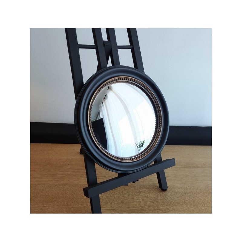 Miroir de sorcière rond bord perlé or ø24 (Taille L)