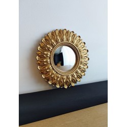 Miroir de sorcière plumes doré ø23