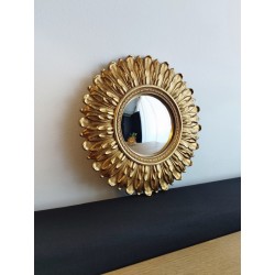 Miroir de sorcière plumes doré ø23