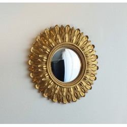 Miroir de sorcière plumes doré ø23