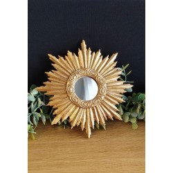 Petit miroir soleil spirale doré ø16