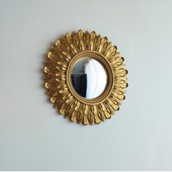 Miroir convexe plume doré