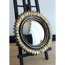 Miroir convexe plumes dorure antique