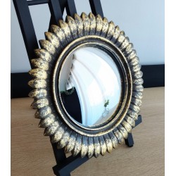 Miroir convexe plumes dorure antique