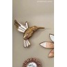 Décoration murale colibri miroir bord or
