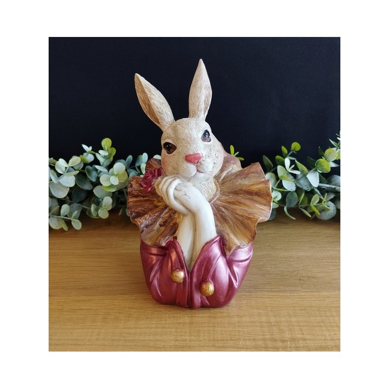 Buste de lapine à collerette et fleur