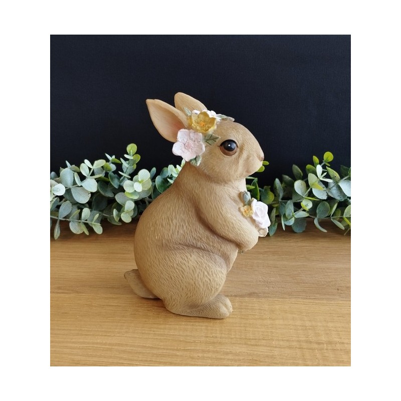 Lapin fleuri à diadème et bouquet