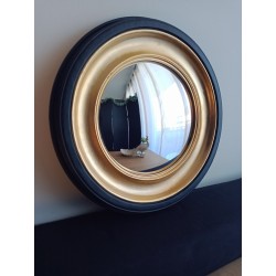 Miroir convexe noir et or L