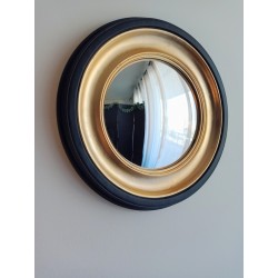 Miroir convexe noir et or L