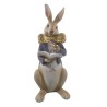 Figurine lapin chic manteau touché velours noeud métal 40cm