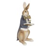 Figurine lapin chic manteau touché velours noeud métal 40cm