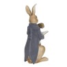 Figurine lapin chic manteau touché velours noeud métal 40cm