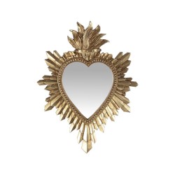 Miroir ex voto coeur et flamme doré