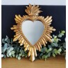 Miroir ex voto coeur et flamme doré