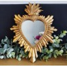Miroir ex voto coeur et flamme doré