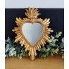 Miroir ex voto coeur et flamme doré