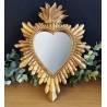 Miroir ex voto coeur et flamme doré