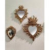 Ensemble de 3 miroirs ex votos coeurs doré