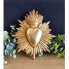 Décoration ex voto coeur soleil doré