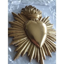 Décoration ex voto coeur soleil doré