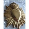 Décoration ex voto coeur soleil doré