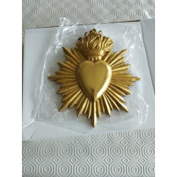 Décoration ex voto coeur soleil doré