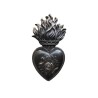 Décoration murale ex voto coeur noir mat patiné doré