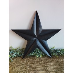 Décoration murale étoile de grange 47cm en bois massif recyclé noire