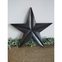 Décoration murale étoile de grange 47cm en bois massif recyclé graphite
