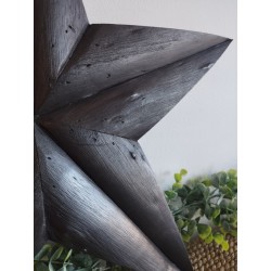 Décoration murale étoile de grange 47cm en bois massif recyclé graphite