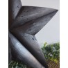Décoration murale étoile de grange 47cm en bois massif recyclé graphite
