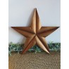 Décoration murale étoile de grange 47cm en bois massif recyclé or vieilli