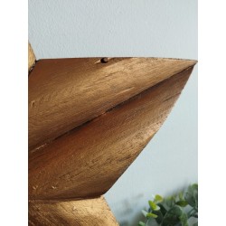 Décoration murale étoile de grange 47cm en bois massif recyclé or vieilli