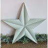 Décoration murale étoile de grange 47cm en bois massif recyclé vert tilleul mat