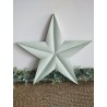 Décoration murale étoile de grange 47cm en bois massif recyclé vert tilleul mat